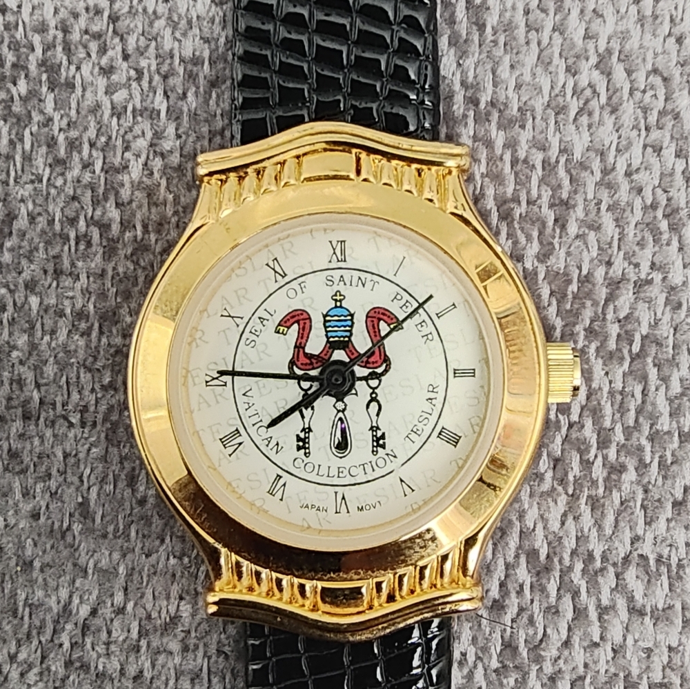 Teslar Watch Gold and Black Vatican Collection Watch